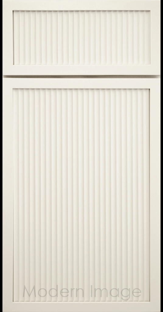 Canvas color Arcadia Cove Cabinet Door featuring a Narrow Frame and Fluted Center Panel.